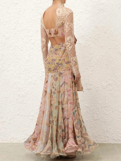 Tulle Lace Floral Maxi Dress