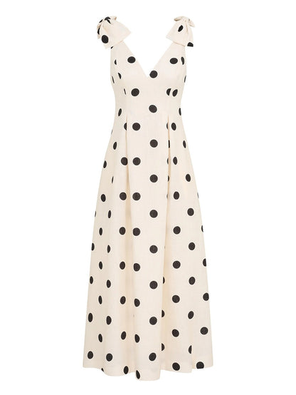 Elegant Polka Dot Midi Dress