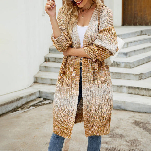 Casual Gradient Knitted Cardigan