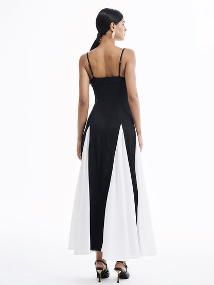 Elegance Color Block Maxi Slip Dress