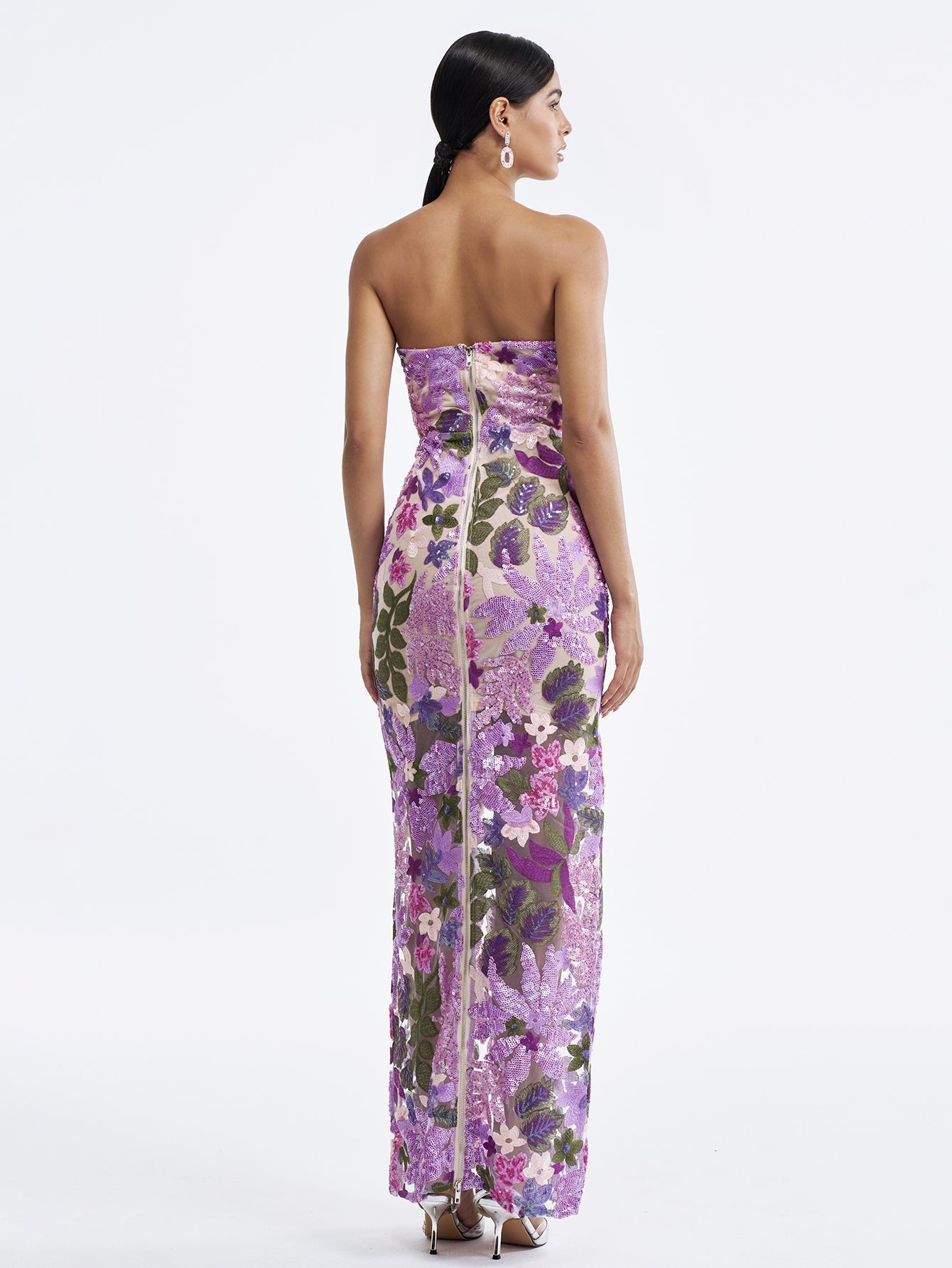 Purple Sequin Floral Gown - Sparkling & Flattering