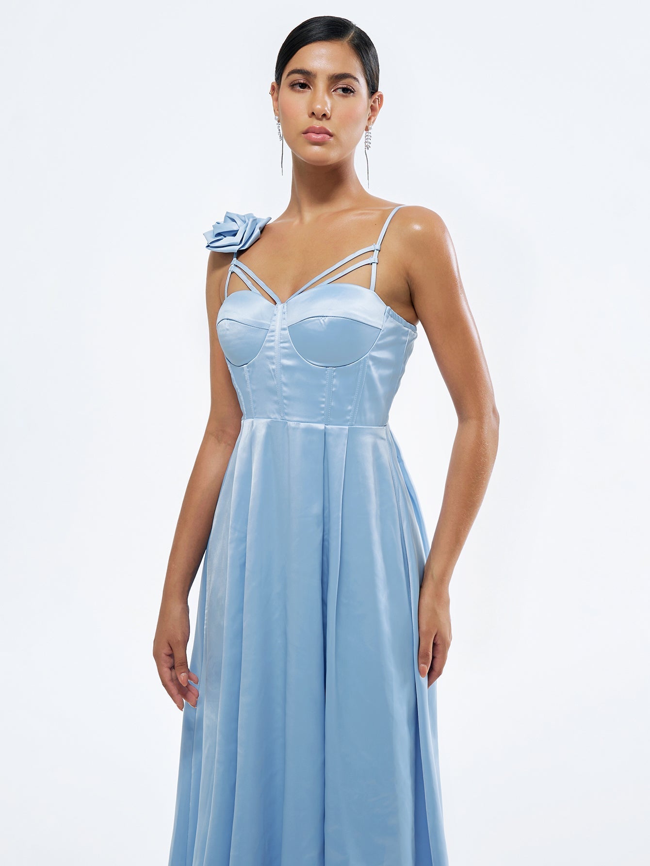 Spaghetti Strap Corset Cocktail Midi Dress