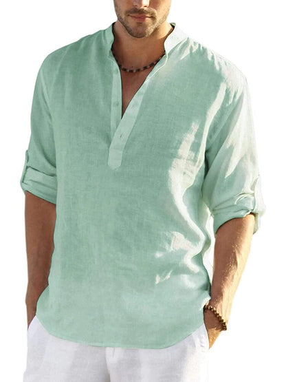 Cotton Linen Style Henley Shirt (US Only)