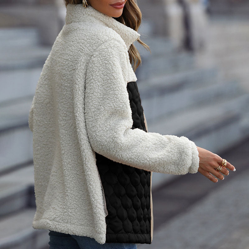 Patchwork Warm Plush Coat