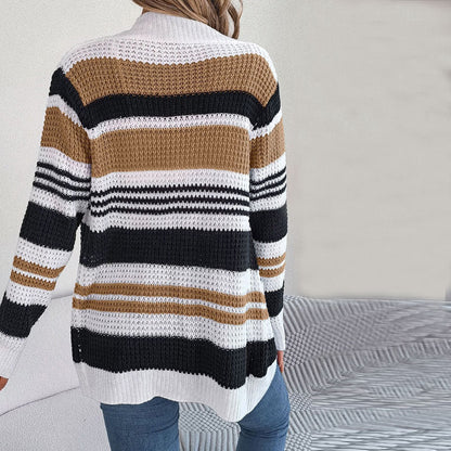 Casual Striped Knitted Cardigan