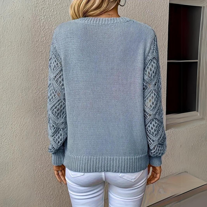 Raylene - V-Neck Knitted Sleeves Jumper