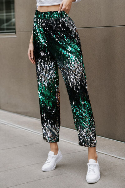 BRAELYNN SEQUIN HIGH WAIST PARTY PANTS