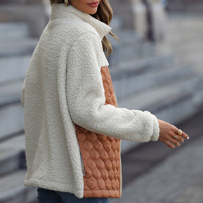 Patchwork Warm Plush Coat