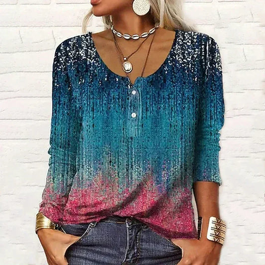 Vintage Gradient Print Blouse