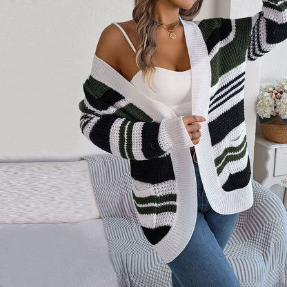 Casual Striped Knitted Cardigan