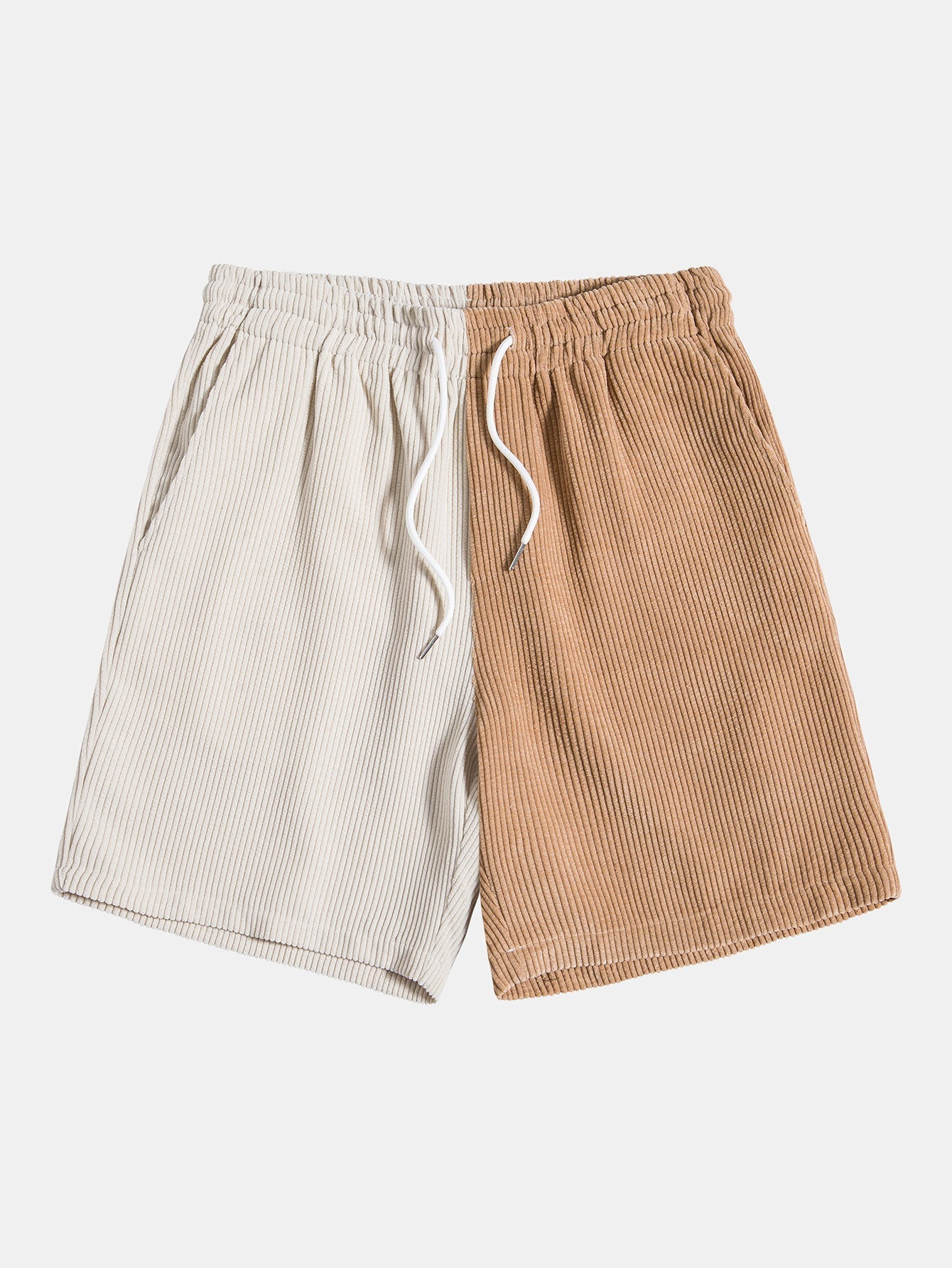 Two-Tone Corduroy Shirt and Buttoned Shorts