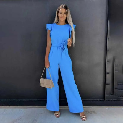 Cery - Elegant Jumpsuit with Ruffles and Belt