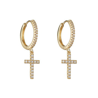 Zirconia Cross Earring