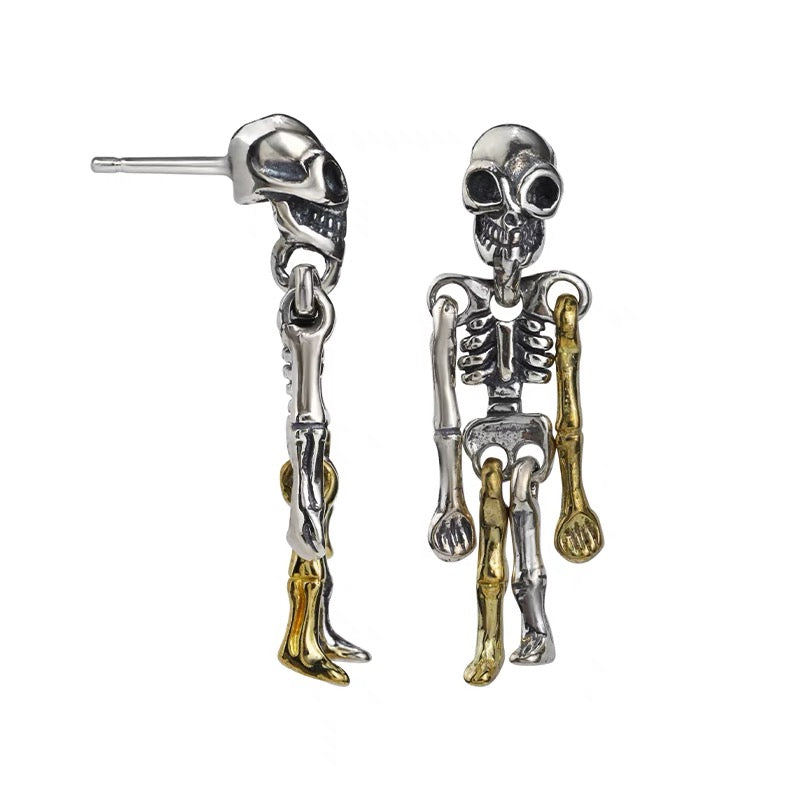 925 Silver Rotatable Skull Earring