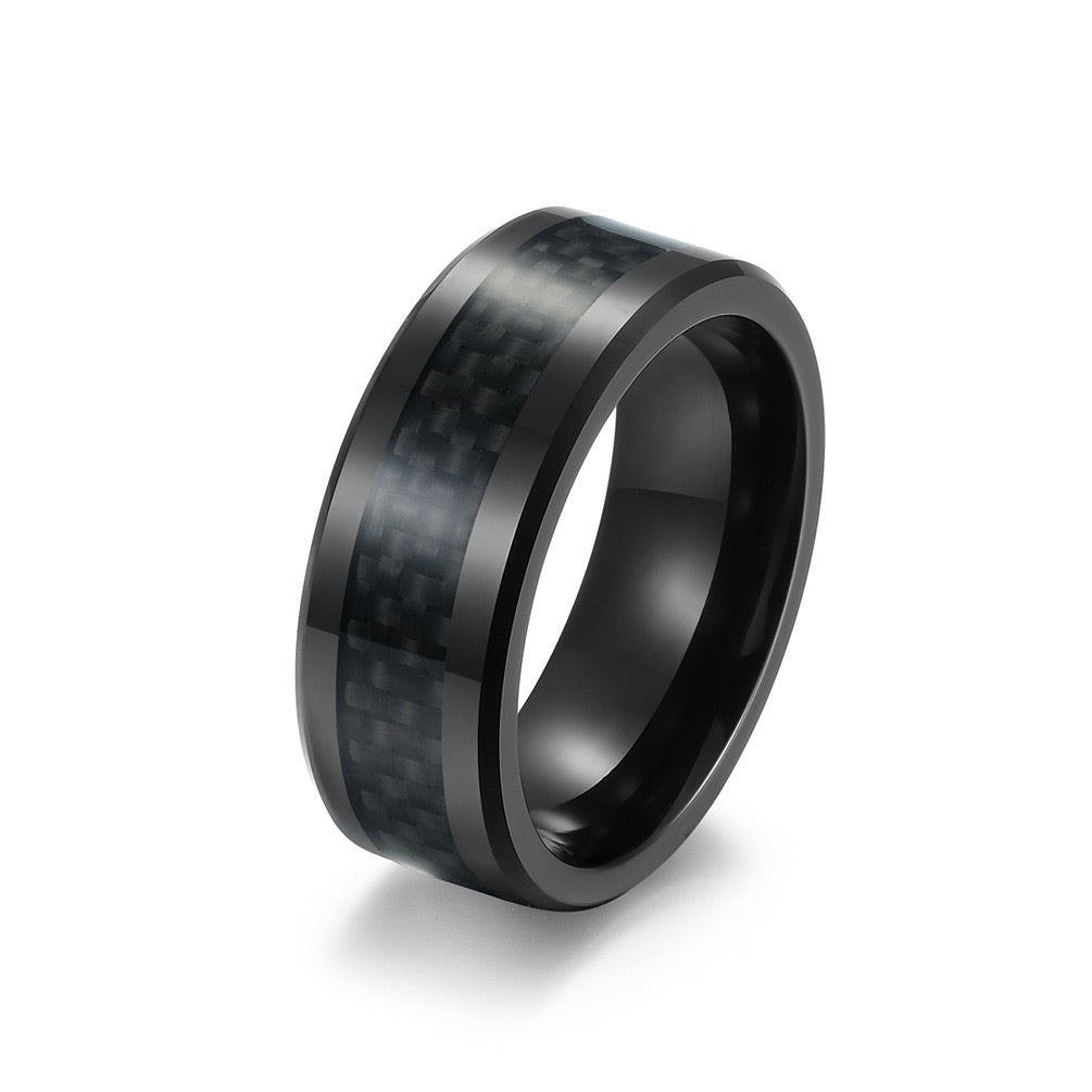 6/8MM INLAID CARBON FIBER TUNGSTEN RING