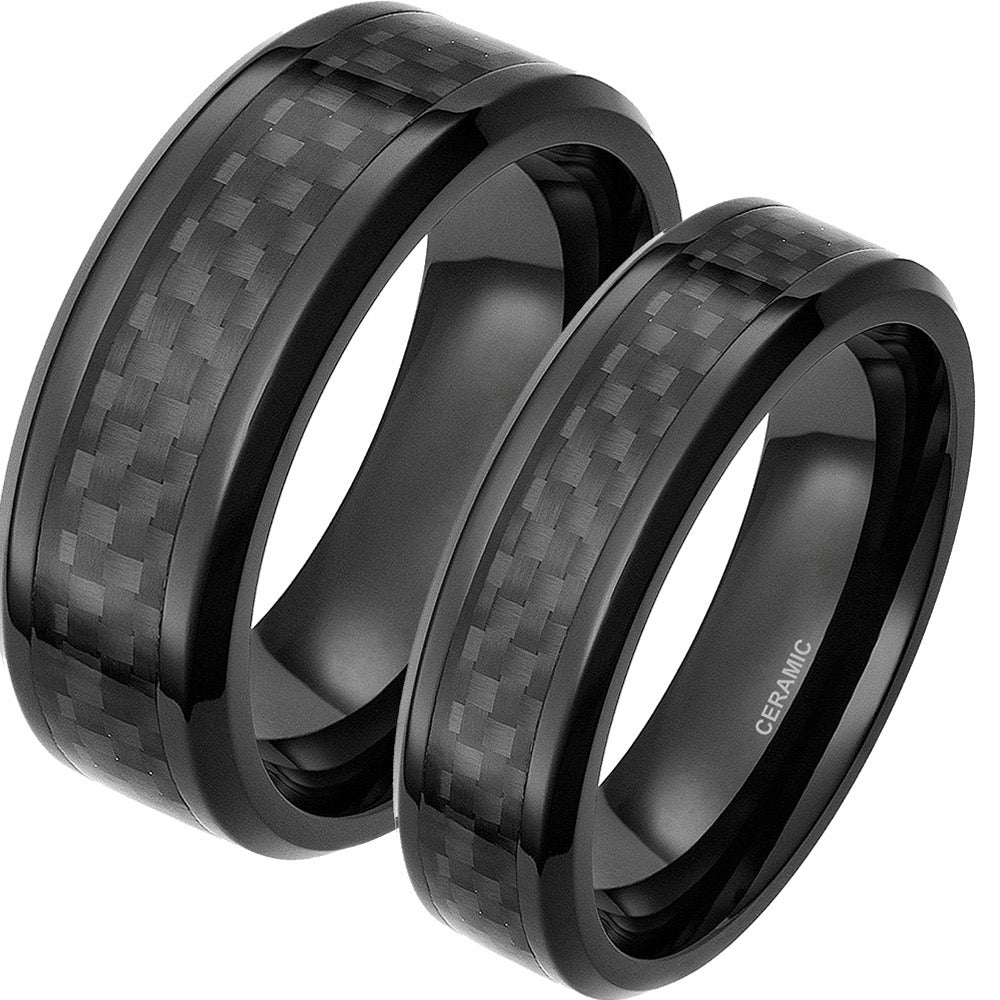 6/8MM INLAID CARBON FIBER TUNGSTEN RING