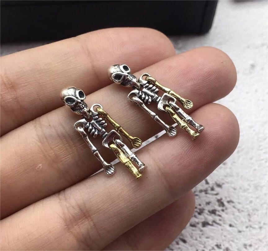 925 Silver Rotatable Skull Earring