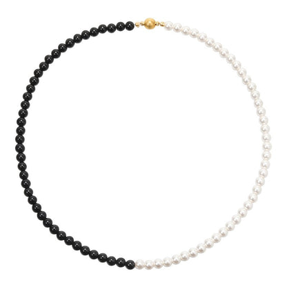 Pearl Black Onyx Stitching Necklace