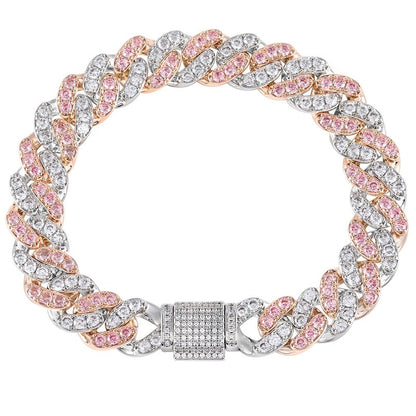 Two-tone Zircon Cuban Bracelet