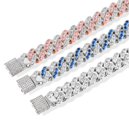 Two-tone Zircon Cuban Bracelet