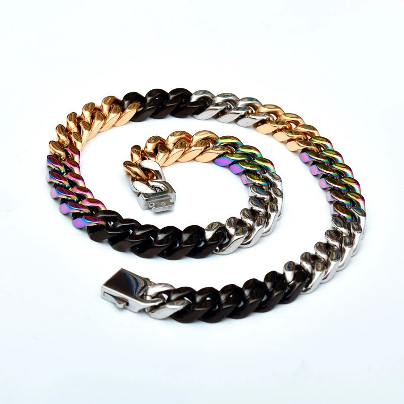 Colorful Cuban Chain (three-dimensional cut)