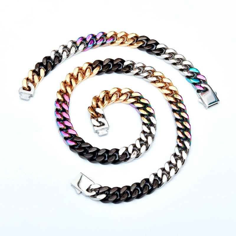 Colorful Cuban Chain (three-dimensional cut)