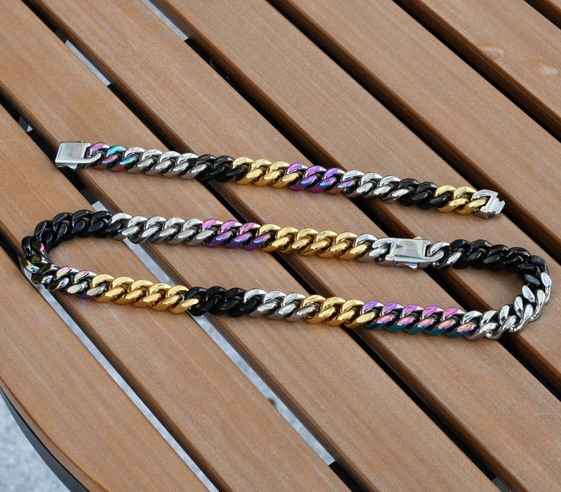 Colorful Cuban Necklace (three-dimensional cut)