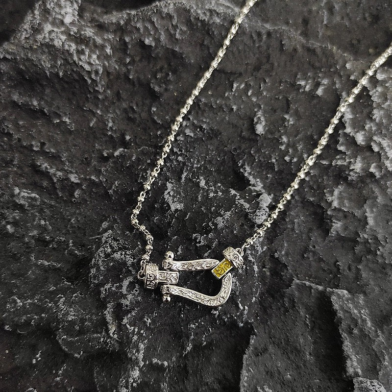 925 Sterling Silver U-Buckle Necklace