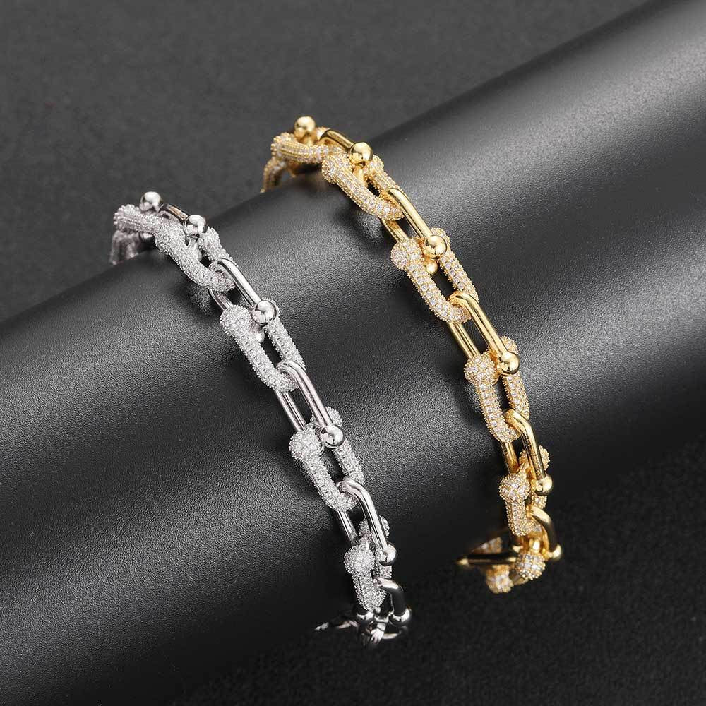 Hip Hop U Shaped Cuban Link Chain Bracelet