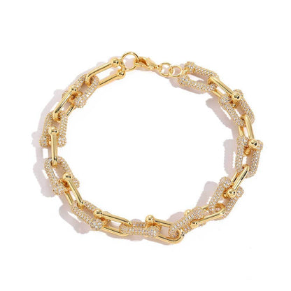 Hip Hop U Shaped Cuban Link Chain Bracelet