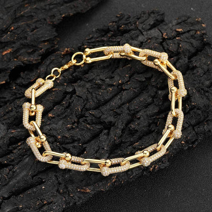 Hip Hop U Shaped Cuban Link Chain Bracelet