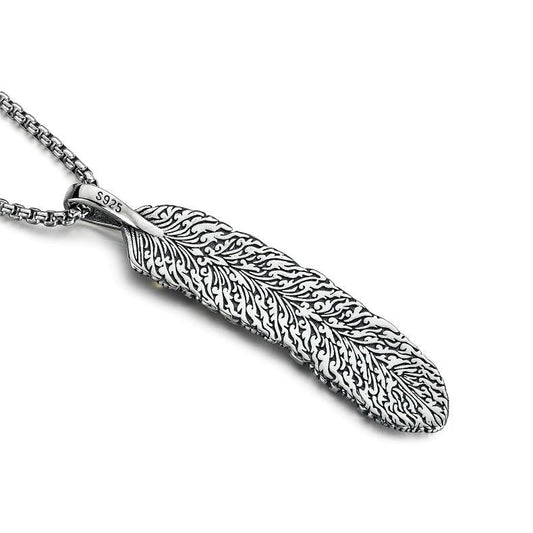 925 Sterling Silver Maple Leaf Feather Necklace