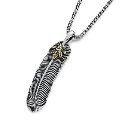 925 Sterling Silver Maple Leaf Feather Necklace