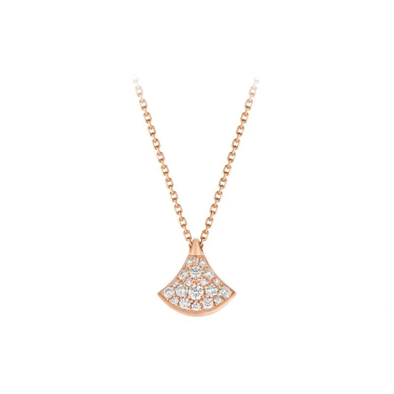 925 Silver Fan-Shaped Zircon Necklace