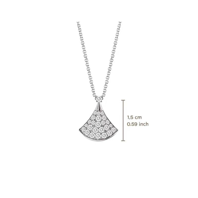 925 Silver Fan-Shaped Zircon Necklace