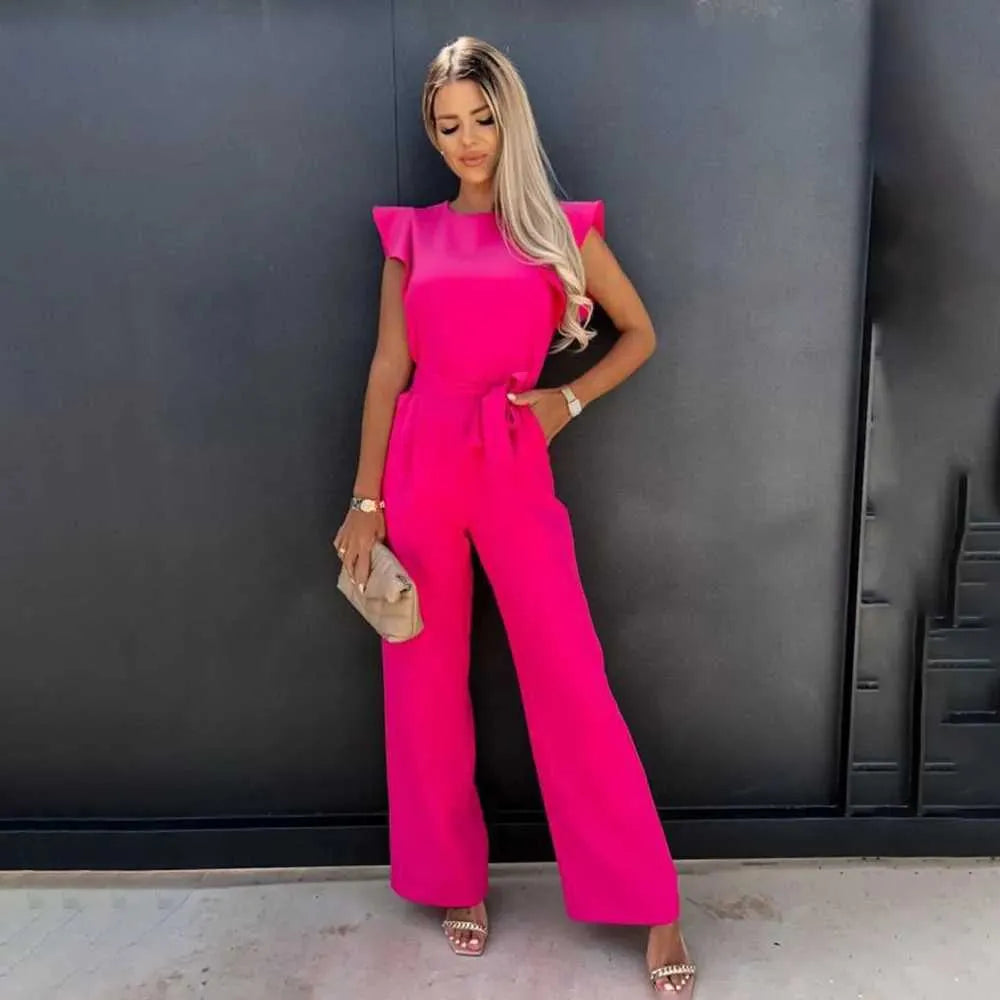 Cery - Elegant Jumpsuit with Ruffles and Belt