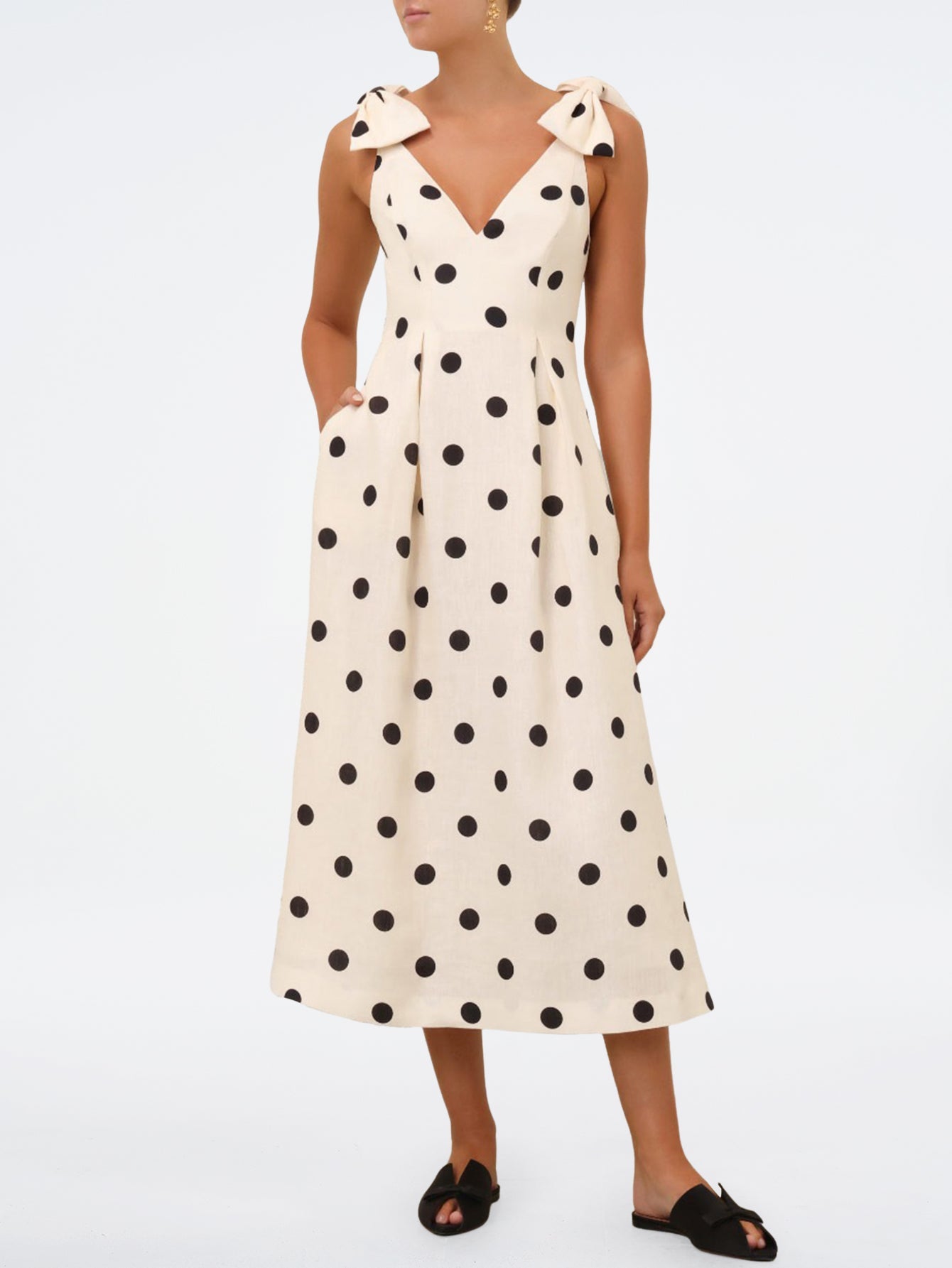 Elegant Polka Dot Midi Dress