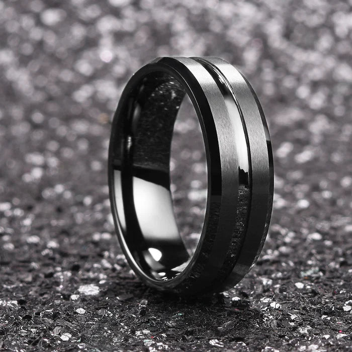 6MM-8MM CENTER GROOVED TUNGSTEN RING