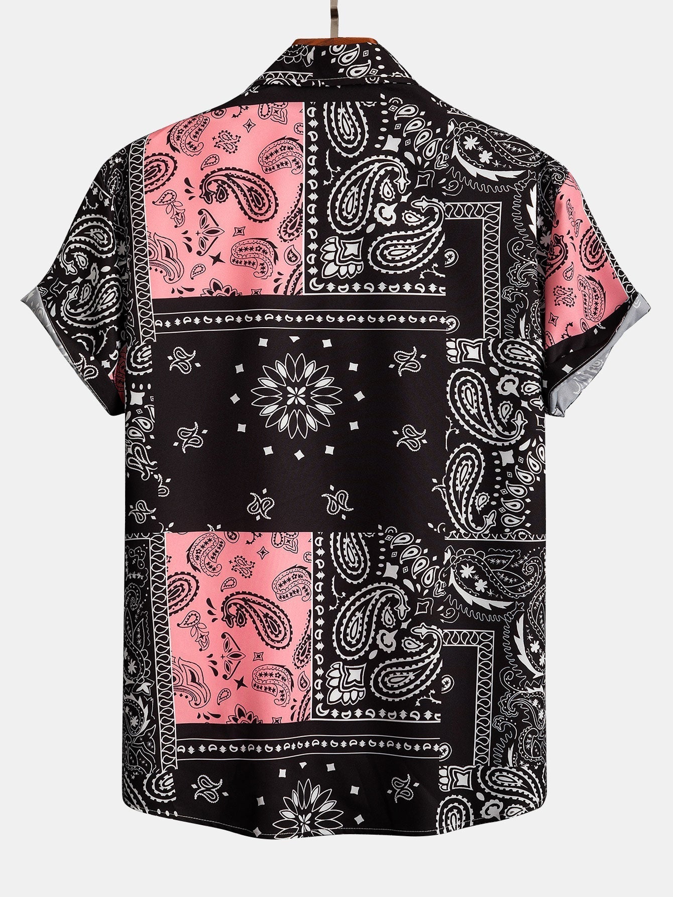 Shirt with Paisley Print and Buttons, Random Pattern Design, and Swim Shorts