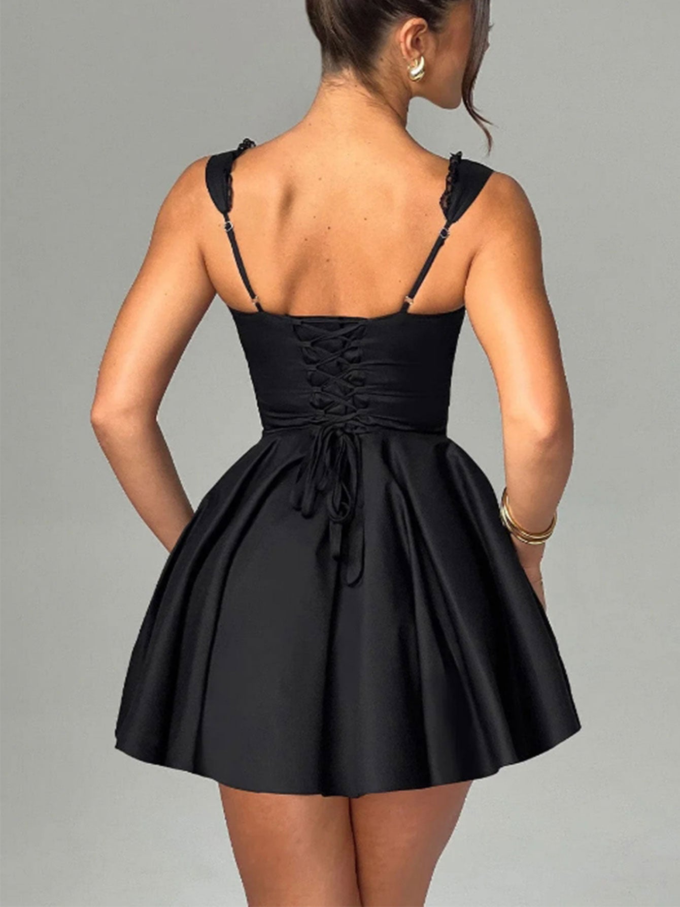 Queen Anne Neckline Corset Mini Dress For Party Date Night Dress