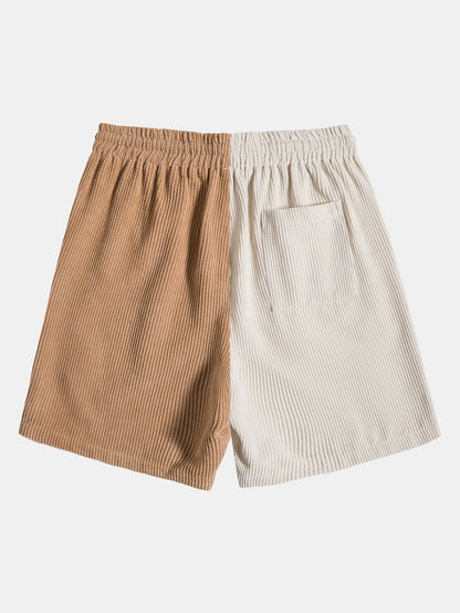 Two-Tone Corduroy Shirt and Buttoned Shorts