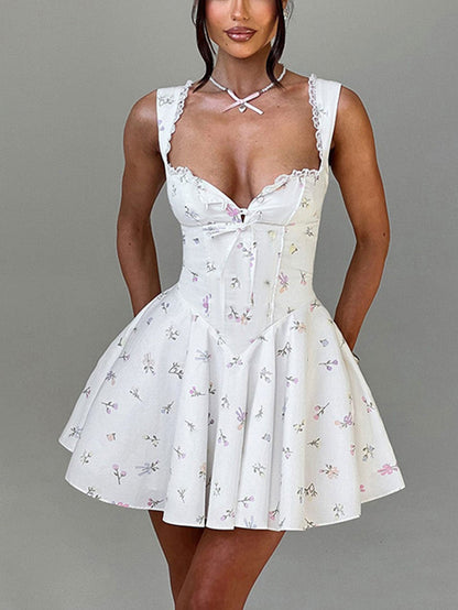 Queen Anne Neckline Corset Mini Dress For Party Date Night Dress