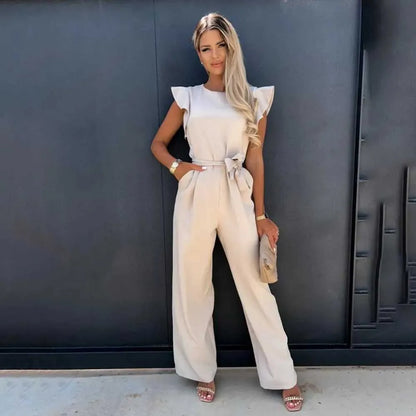 Cery - Elegant Jumpsuit with Ruffles and Belt