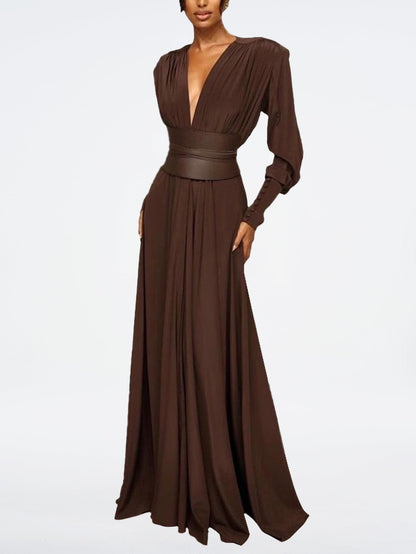 Elegant Long-Sleeved Maxi Dress