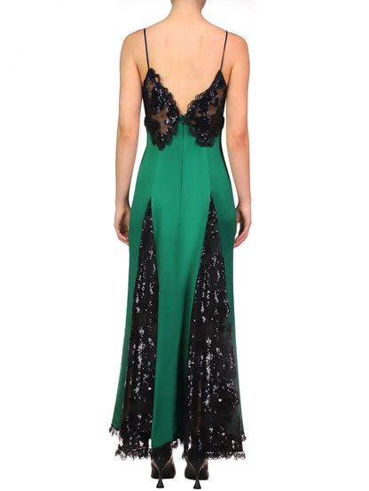 Plunging Neckline Sequined Gown