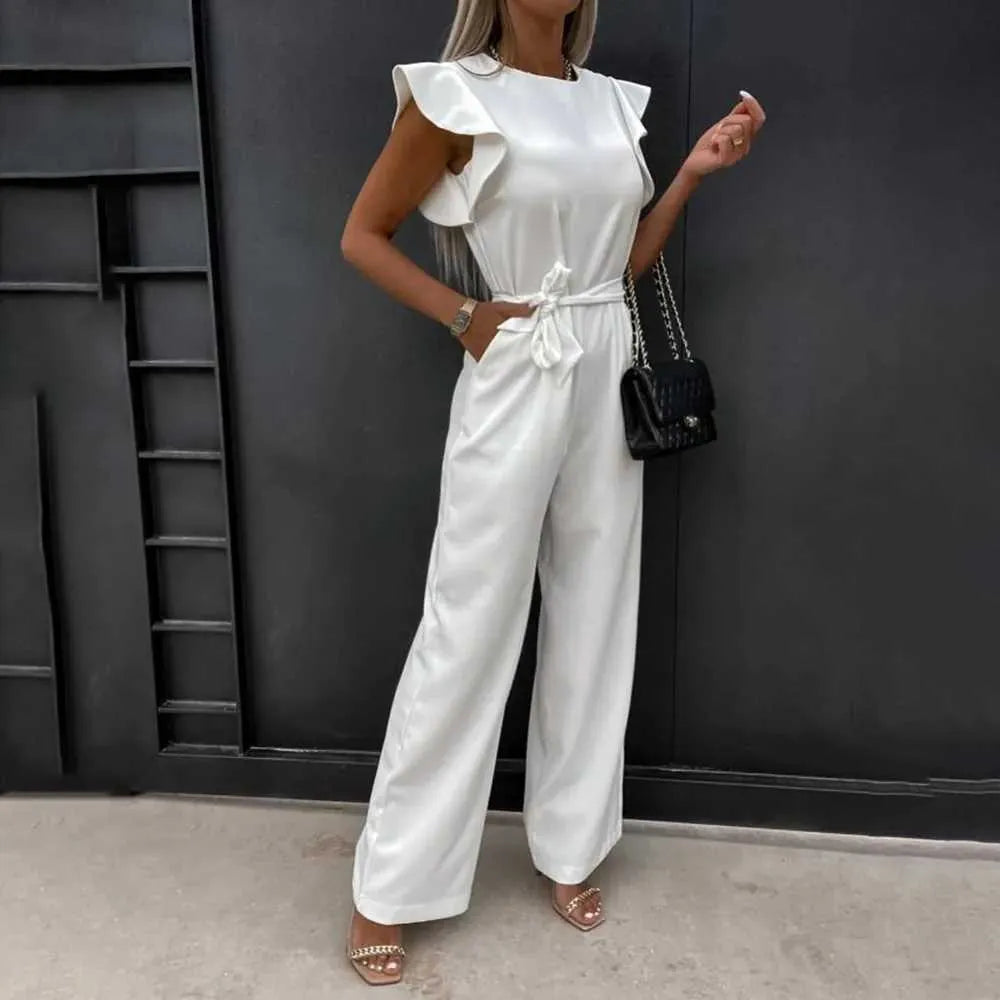 Cery - Elegant Jumpsuit with Ruffles and Belt