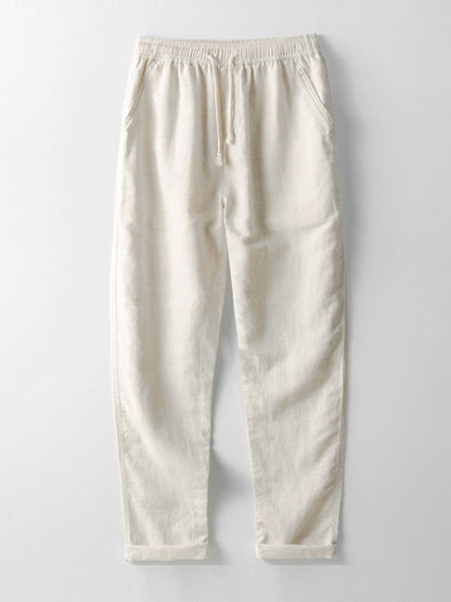 Shirt with Linen-Rayon Blend Button and Straight-Leg Linen Pants