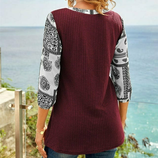 Casual Printed Patchwork Shirt