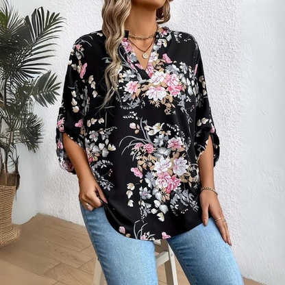 Mariah - Flattering Chiffon Floral Blouse