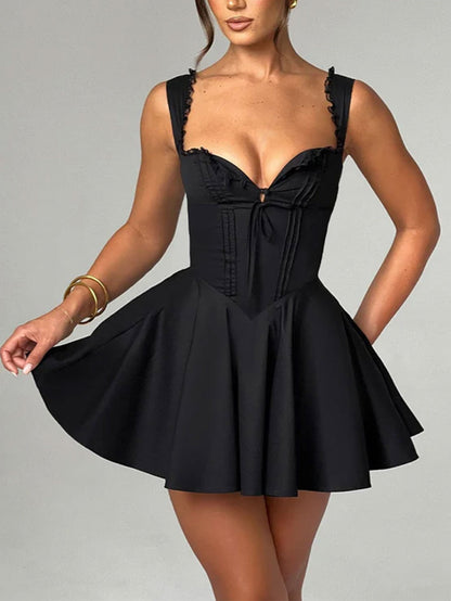 Queen Anne Neckline Corset Mini Dress For Party Date Night Dress